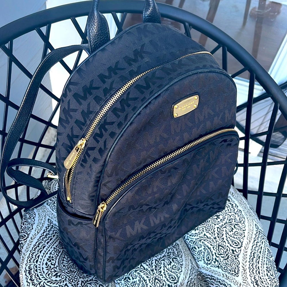 Michael Kors Gorgeous black Rhea MK logo backpack, large